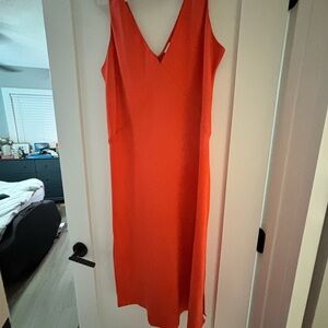 a new day Orange-Red V-Neck Midi Slip Dress